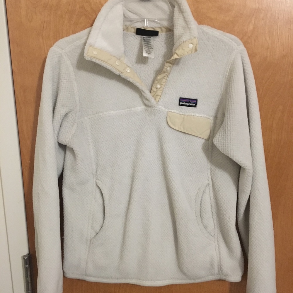 White Patagonia Re-Tool Snap Pullover